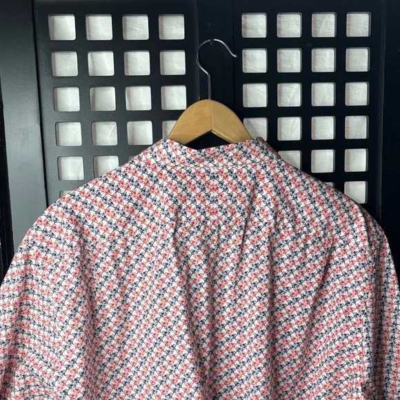 ❤️ Neiman Marcus Red Blue Bike Print Button Down Short Sleeve Shirt Men’s XXL ❤️ - Picture 9 of 16